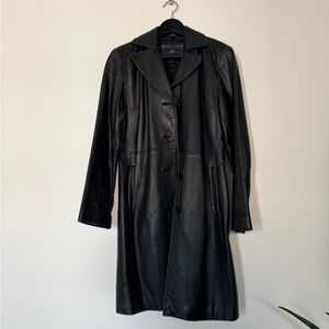 Andrea Viccaro 90s Long Black Leather Jacket